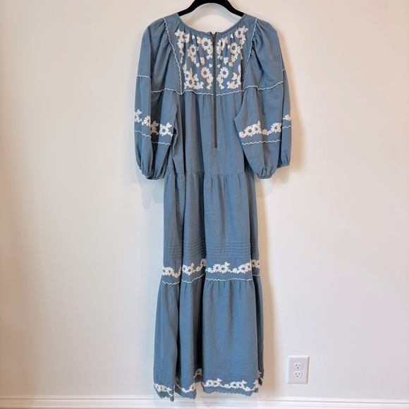 THE GREAT Maxi Embroidered Sundress with Bishop Sleeves - Picture 2 of 7